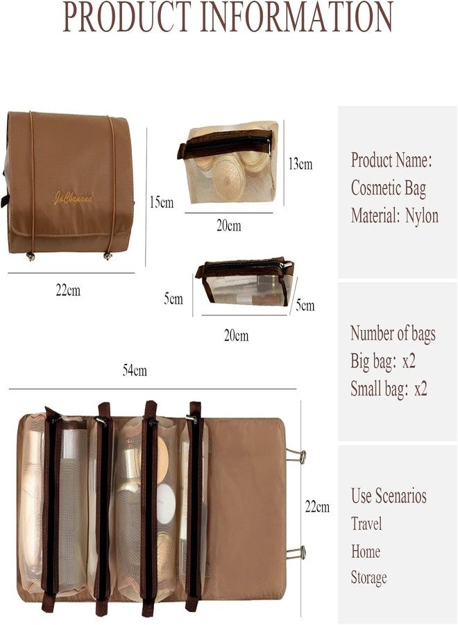 Kelexx 4 in 1 Detachable Toiletry Bag Hanging Roll-Up Makeup Bag - Large Capacity Travel Wash Bag, Waterproof Mesh Cosmetic Organizer, Portable Foldable Toiletry Bag for Women Daily Travel - Image 4